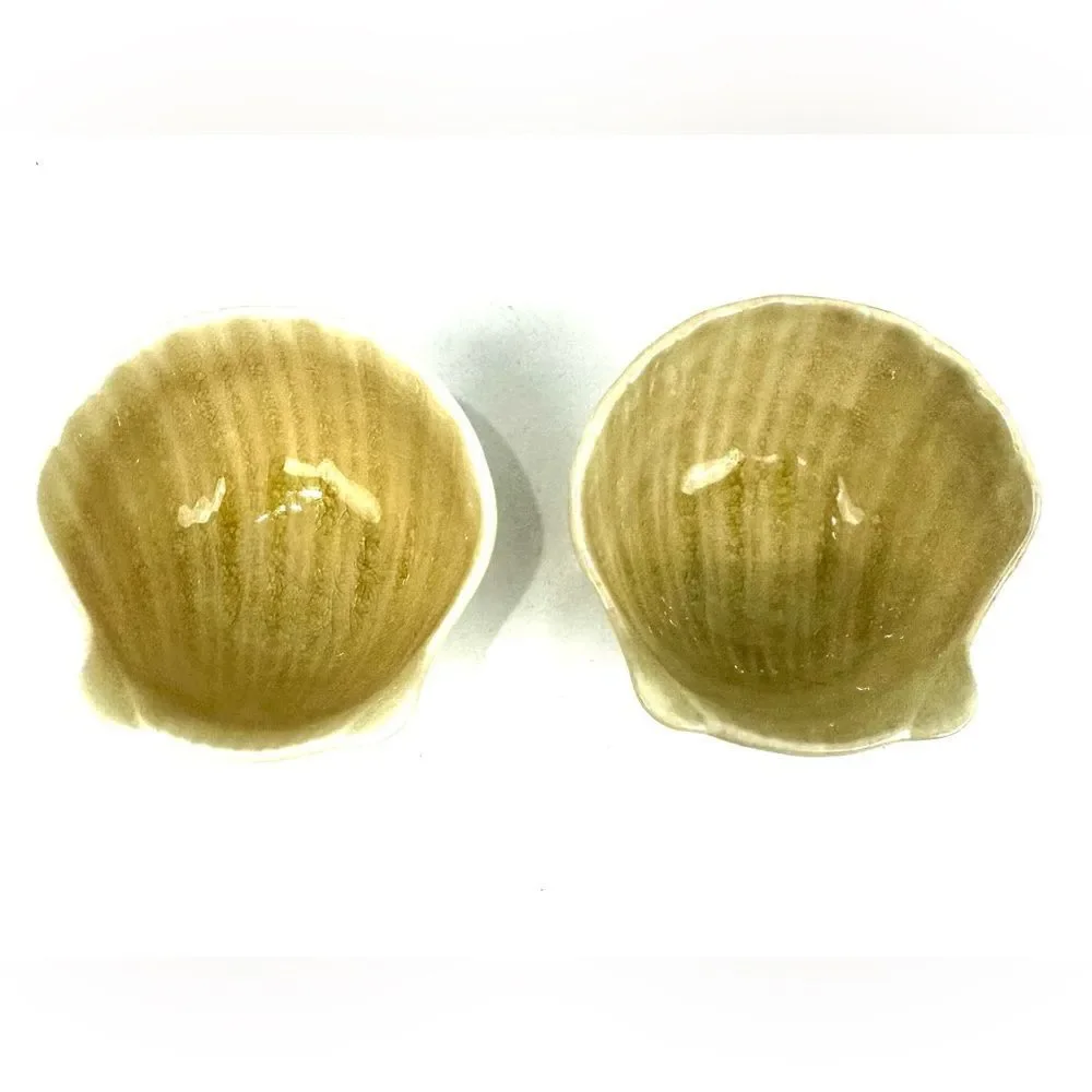 2PC Pier 1 Seashell Stoneware Dipping Bowls